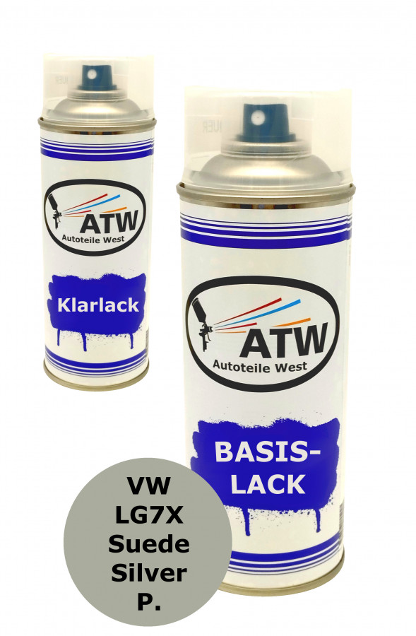 Autolack für VW LG7X Suede Silver P.+400ml Klarlack Set